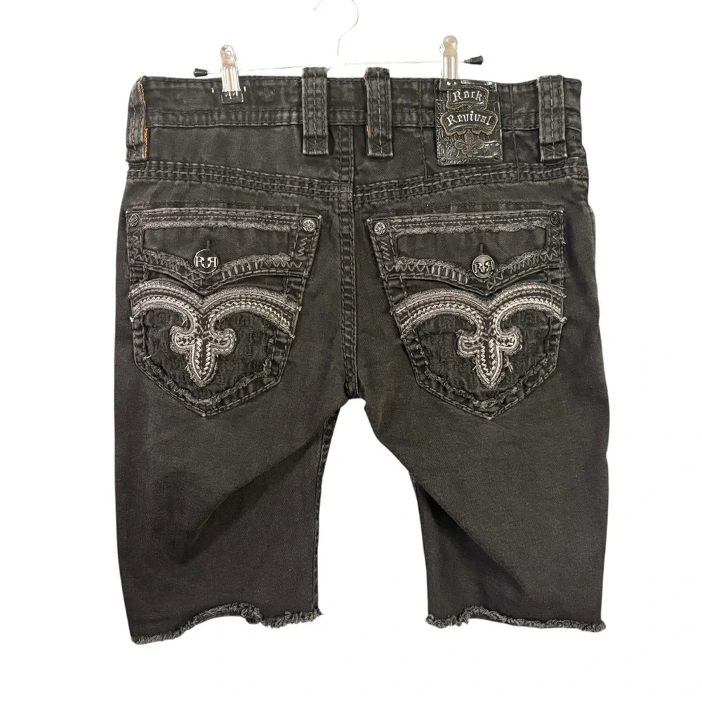 Rock Revival Distressed Black Denim Shorts – Men’s Sz 31